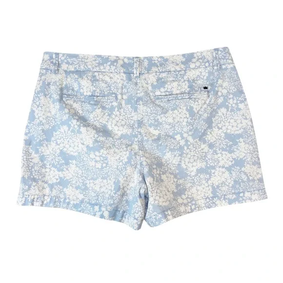 Crown & Ivy Caroline Floral Print Shorts Womens Sz 14 Blue White Casual Preppy - Picture 2 of 5